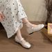 Soft Leather Version ~ 5cm Internal Height Increase, Shallow Mouth, New Spring Mary Jane Women's Cute Bow Ballet Silver_vogvips.com