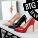 High Heels Women's Shoes Thin Heels Patent Leather Shallow Mouth Pointed Head Super High Heel Waterproof Table Shoes_vogvips.com