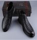 Large Size High-top Crocodile Leather Shoes Men's Side Zipper Pullover Martin Boots Velvet Leather_vogvips.com