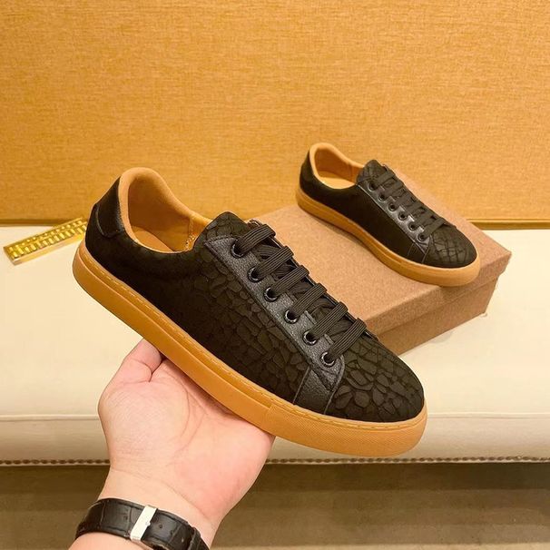 High End Men's With A High-End Feel 2025 New Leather Fashion Versatile Printed Casual Board Trendy Shoes_vogvips.com