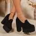 Plus Size High Heeled Single Shoes For Women Chunky Heel Round Toe Professional Style Spring_vogvips.com