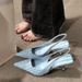 Sea Salt Blue French Temperament Bag Head Sandals Women's 2026 Summer New Thin Heel Pointed Back Empty Single Shoes_vogvips.com