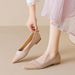 French Pointed Toe Nude Flat Shoes Women's Single Shoes Pregnant Women's Ladyshoes One Pedal Evening Ladyshoes_vogvips.com