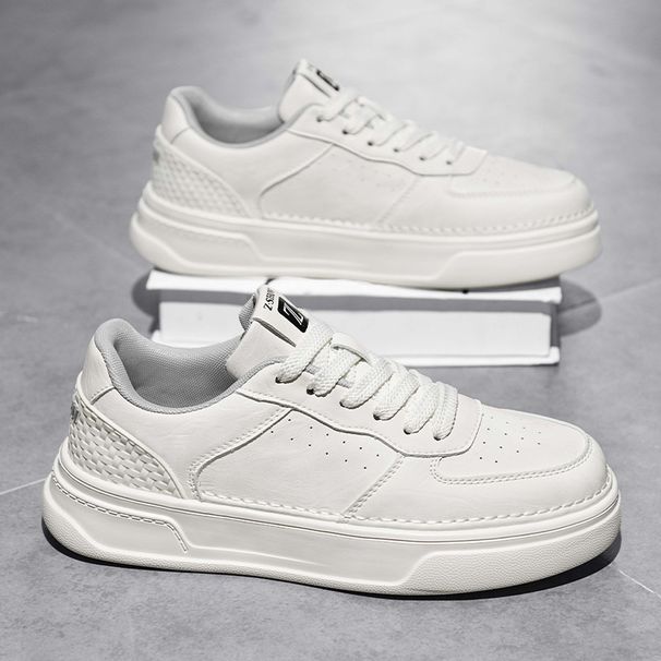 Men's White Platform Sneakers Height Increasing Thick Sole Versatile Trendy Luxury Comfortable Lightweight Casual Skate Shoes_vogvips.com