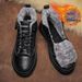 Men's Winter Snow Boots With Fleece Lining, Waterproof & Slip-Resistant Rubber Sole, Round Toe Casual Boots For Cold Weather Cotton Boots_vogvips.com