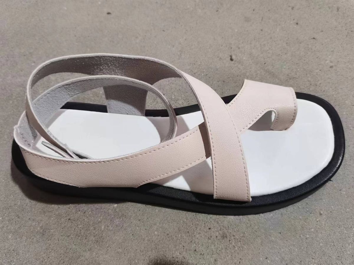 Women's Shoes Summer New Large Size Thick Soled Casual Clip Toe Round Toed Beach Shoes Ring Foot Buckle Women's Sandals_vogvips.com