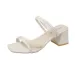 Women Ladies Square Heels Elegant Summer Slippers Outside Cross Tied Leather Female Slides 2024 Fashion Woman Sandals_vogvips.com
