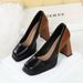 Super High Heel Women's Shoes High Heels Light Mouth Thick Heel Color Matching Waterproof Table Contrasting Color Single Shoes_vogvips.com