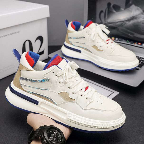 Men's New Summer Casual Versatile Forrest Gump Thick-Soled Dad Soft-Soled Height-Increasing White Fashion Trendy Shoes_vogvips.com