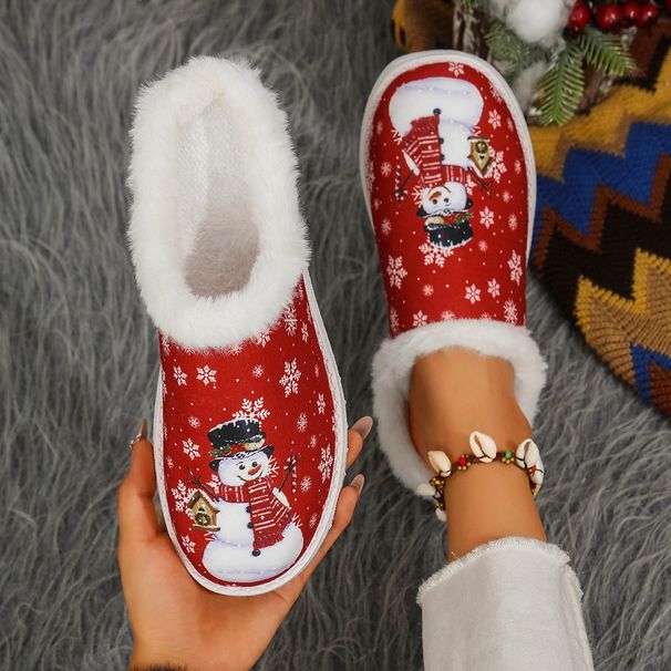 Women's Cozy Fleece-Lined House Slippers - Non-Slip Rubber Sole Winter Shoes With Plush Interior (Blue, Red)_vogvips.com