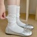 Ballet Style Bow Jk Lolita Socks Women's Over The Knee White Calf Socks Pure Desire Pile Socks Summer Boneless Socks_vogvips.com