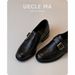 Belt Buckle Thick Heel Round Head Loafers One Pedal Commuter Loafers Women's Single Shoes._vogvips.com