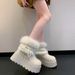 Muffin Thick-soled Heightening Birkenstocks Snow Boots Women's Hairy Short Boots Cotton Shoes Boots_vogvips.com