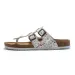 RUIZUSTOCK Floral Print Thong Sandals Adjustable Buckle Cork Footbed Slides Summer New Designer Slippers Trendy Fashion_vogvips.com