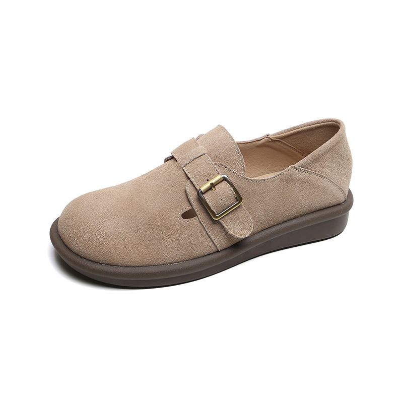 Frosted Cowhide Soft Sole Birkenstocks Women's Round Head Single Shoes One Pedal Birkenstocks Women's Flat Bottom_vogvips.com