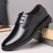 Men’s Smooth Black Lace-Up Derby Dress Shoes, Classic Business Office Leather Shoes_vogvips.com