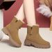 Soft Soled Leather Shoes, Thick Heels, Short Boots, Cotton Shoes With Plush Insulation, Women's Snow Boots_vogvips.com