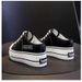 Height Enhancing Canvas Shoes For Women New Version Of Casual Sneakers Small Letter Platform Thick Soled Single Shoes_vogvips.com