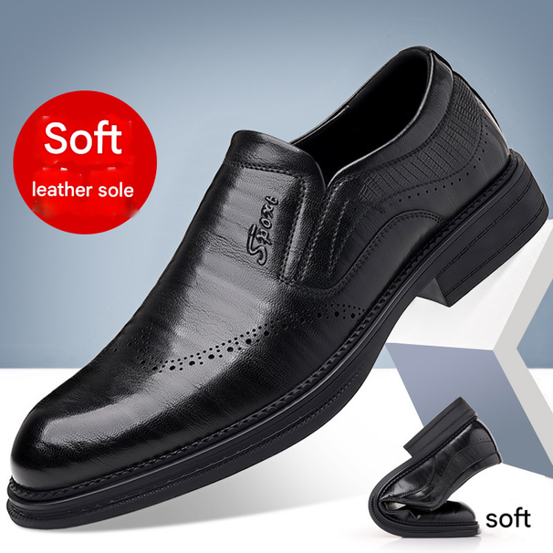 Euro Step 2025 Summer New Leather Business Formal British Style Casual Men's Slip-On Brogue Wedding Trendy Shoes_vogvips.com