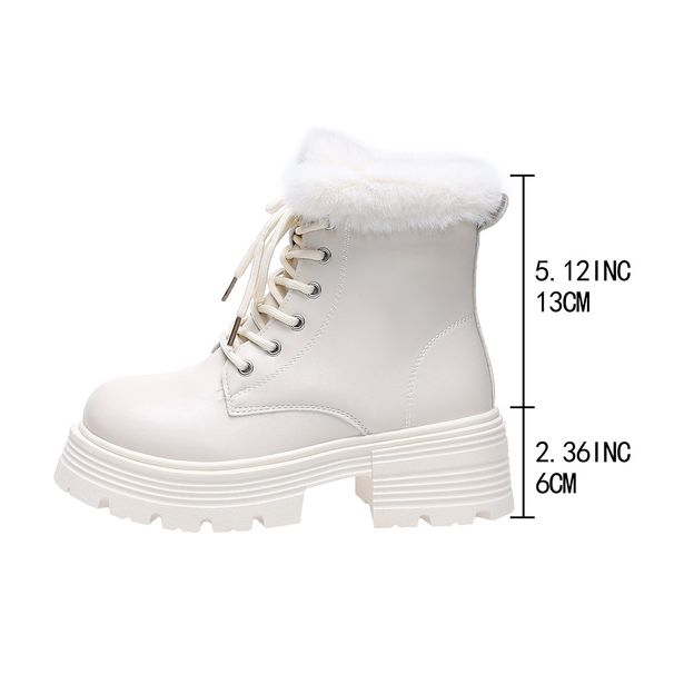 Women's Winter Lace-Up Fleece Lined Martin Boots British Style plus Size Platform Cotton Shoes Warm Cross Border Oxfords_vogvips.com