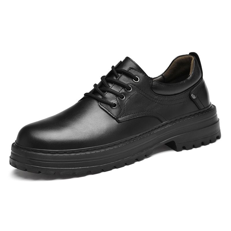 Retro Style Men's Tooling Shoes Low-top Wear-resistant Thick-soled Casual Leather Shoes Four Single Shoes_vogvips.com