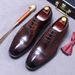 Business leather shoes Men's Oxford first layer comfortable casual cowhide leather lace-up carved three-point dress shoes_vogvips.com