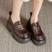 2025 New Women's Loafers Hot-Selling Casual Thick-Soled Black Leather Versatile Work Soft-Soled Single Shoes_vogvips.com