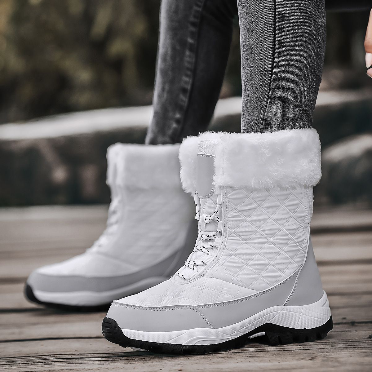 Winter Oversized Snow Boots For Women's Outdoor Travel, Thickened High Top And Plush Thick Cotton Shoes, Boots For Women's Shoes_vogvips.com