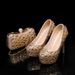 Women's Shoes sandals with stilettos and pointed toes, crystal glass flowers, champagne gold, banquet evening bag combination women's shoes_vogvips.com