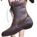 Women Boxing Boots Muxuan~ Women's Martin 2025 New Style Brown Versatile Side Zipper Platform Sole Lace-Up Boxing Boots_vogvips.com