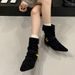 2025 Niche Pointed Toe Western Folded Pile Autumn Winter New Fashionable Versatile Short Boots For Women_vogvips.com