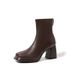 French Style Short Boots For Women, Chunky Heel, Waterproof Platform, Back Zipper, 2024 New Korean Version, Autumn And_vogvips.com