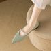 Weiwei Girl French Style Evening Pearl Loafers Pointed Toe Flat Women's Shoes Shallow Mouth plus Size_vogvips.com