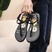 PVC Women's Sandals, Fashionable Outdoor Flat Non-slip Summer Roman Flip-flop Beach Shoes_vogvips.com