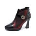 188 Pointed Toe Waterproof Platform Ultra High Heel Red Patchwork Autumn Winter Short Martin Boots Fashion Large Size_vogvips.com