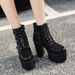 15cm Thick Heel Dance T-Stage Platform Punk Nightclub Super High Heels Short Boots Women's Shoes 526-3_vogvips.com