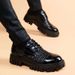 Hair Stylist Platform Summer Breathable Leather For Men Korean Style Business Casual Height Increasing Hollow Thick Sole_vogvips.com