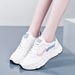 Women's Casual Sports Shoes For Spring And Autumn, Leather Upper With Color Blocking, Thick-soled Student Sneakers,_vogvips.com