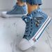 Women's Fashion Denim Casual Skull Metal Decoration Womens Flat Sneakers Vintage High Top Women Vulcanized Shoes 운동화_vogvips.com