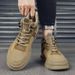 Autumn Mid-Top Sports Leather Patchwork Thick-Soled Work Martin Boots Fashion Versatile Trendy Men's Shoes_vogvips.com