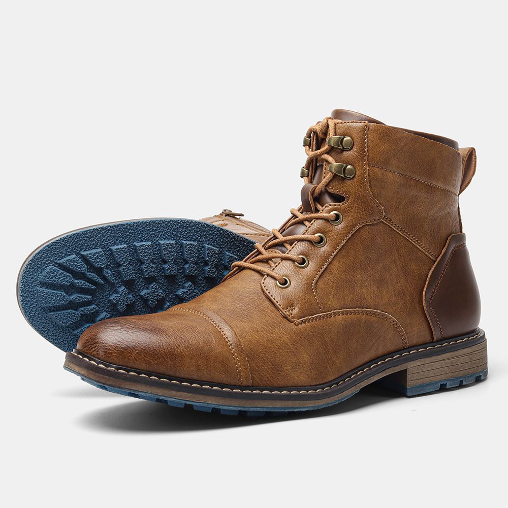 Men's Shoes Plus Size Men's Leather Boots Single Boots Fashion Work Short Boots Foreign Trade High Top Martin Boots_vogvips.com