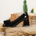 Comfortable square head women's single shoes new thick dress heels patent leather black work shoes_vogvips.com