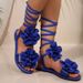 Bohemian Flat Soled Lace Up For Fashionable And Casual With A Thin Sole Heavy Duty Sandals Women_vogvips.com
