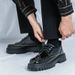 Men's Leather Dress Shoes With Brogues, Thick Soles, Suitable For Business And Casual Wear, Trendy And Versatile, Comfortable And Stylish_vogvips.com
