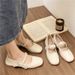Foreign Trade Thick Heel Not Tired Feet Pearl Fashion Shoes Spring And Autumn Women's Shoes Bow One Pedal Single Shoes_vogvips.com