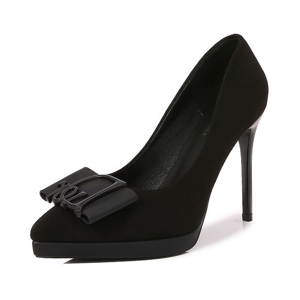 968-21 New 24 Autumn Waterproof Platform Suede Soft Surface High Heels Shallow Mouth Women's Shoes Look Thin And Pointed_vogvips.com