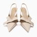 new Women S Beige Bow Slingback High Heeled Mules Pointed Shallow Mouth Patent Leather Single Shoes_vogvips.com