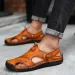 Fashion Mens Genuine Leather Summer Beach Slippers Male Non-Slip Soft Comfortable Outdoor Shoes High Quality Man Sandals_vogvips.com