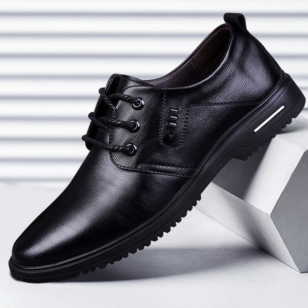Euro Step Leather Genuine Cowhide Spring Summer Breathable Casual Soft Sole Youth Business Versatile Trendy Men's Shoes_vogvips.com