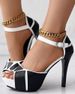 Sandals Women Block Peep Toe Platform Pumps Summer Combat Color Fish Mouth High Heels Sexy Thin Heels Dress Shoes_vogvips.com